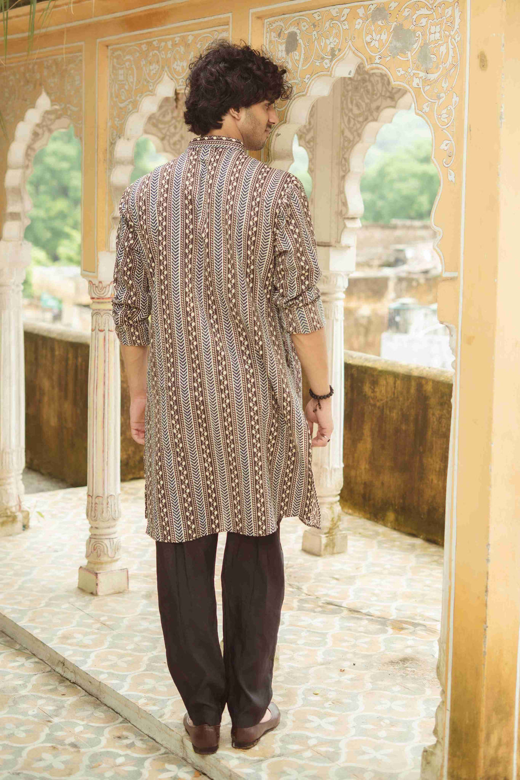 The Rustic Chevron Print Long Kurta