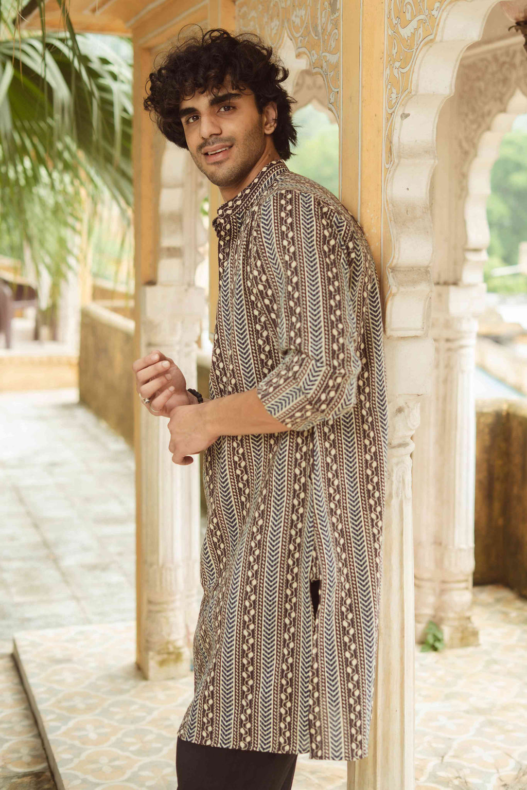 The Rustic Chevron Print Long Kurta