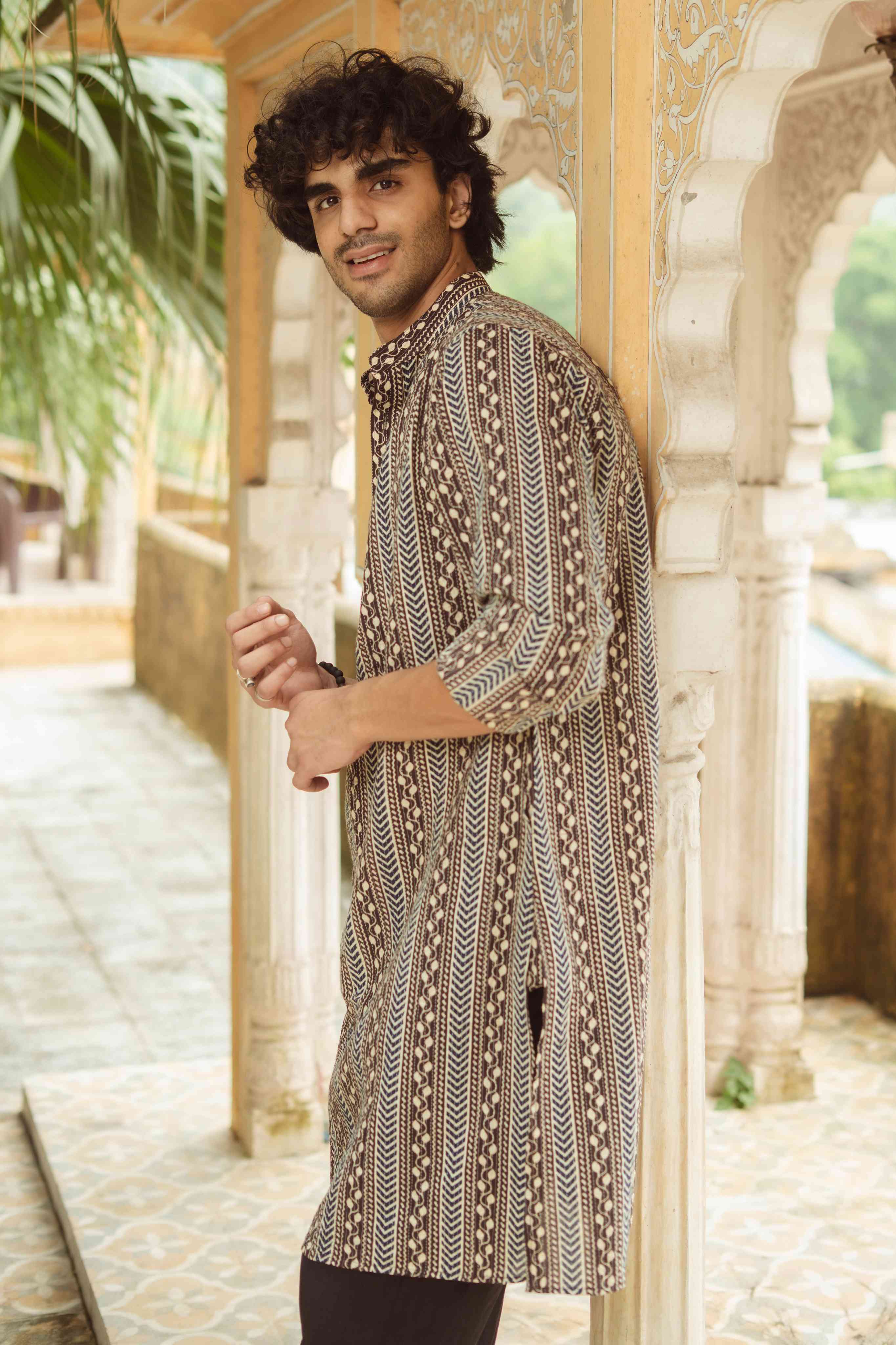 The Rustic Chevron Print Long Kurta