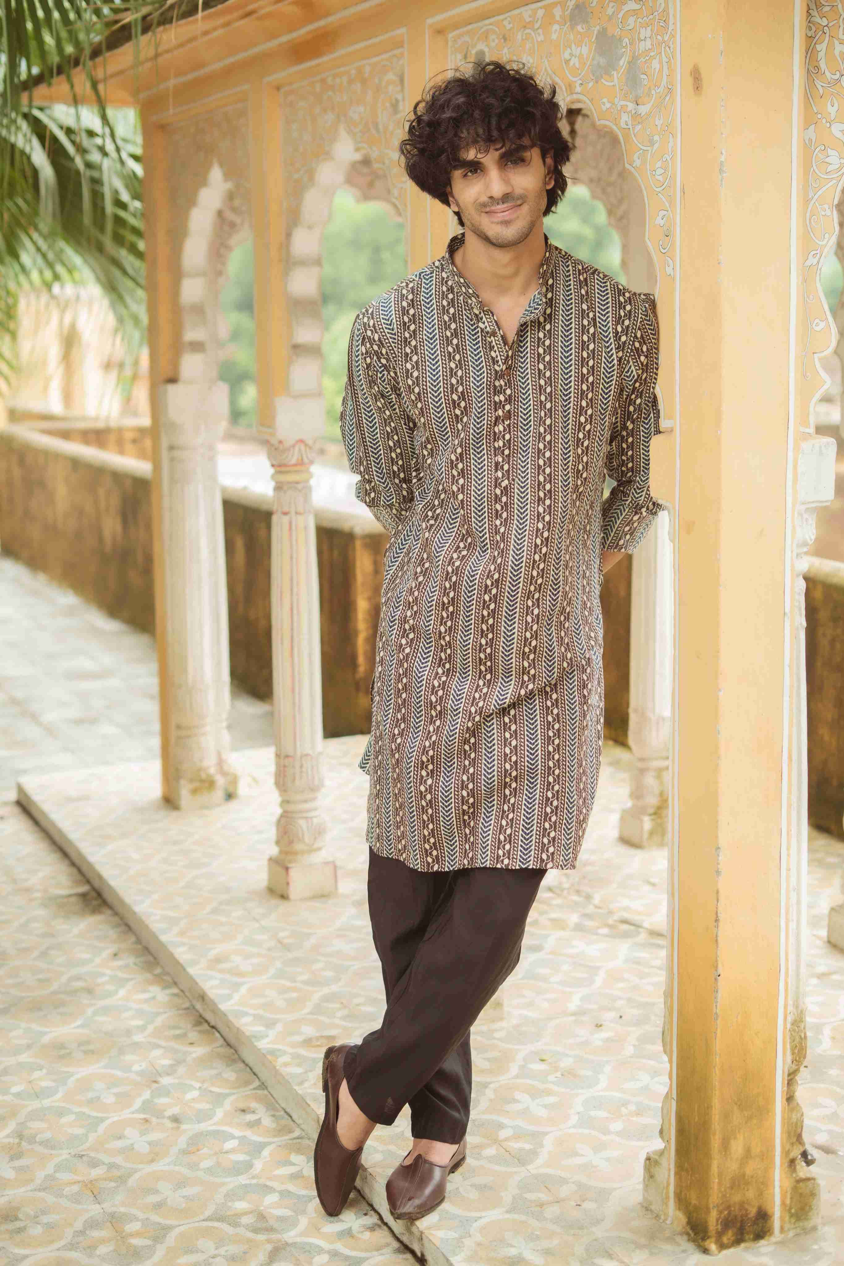 The Rustic Chevron Print Long Kurta