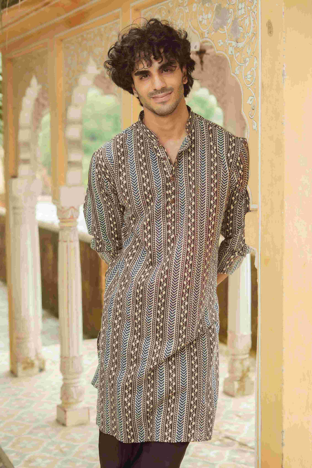 The Rustic Chevron Print Long Kurta