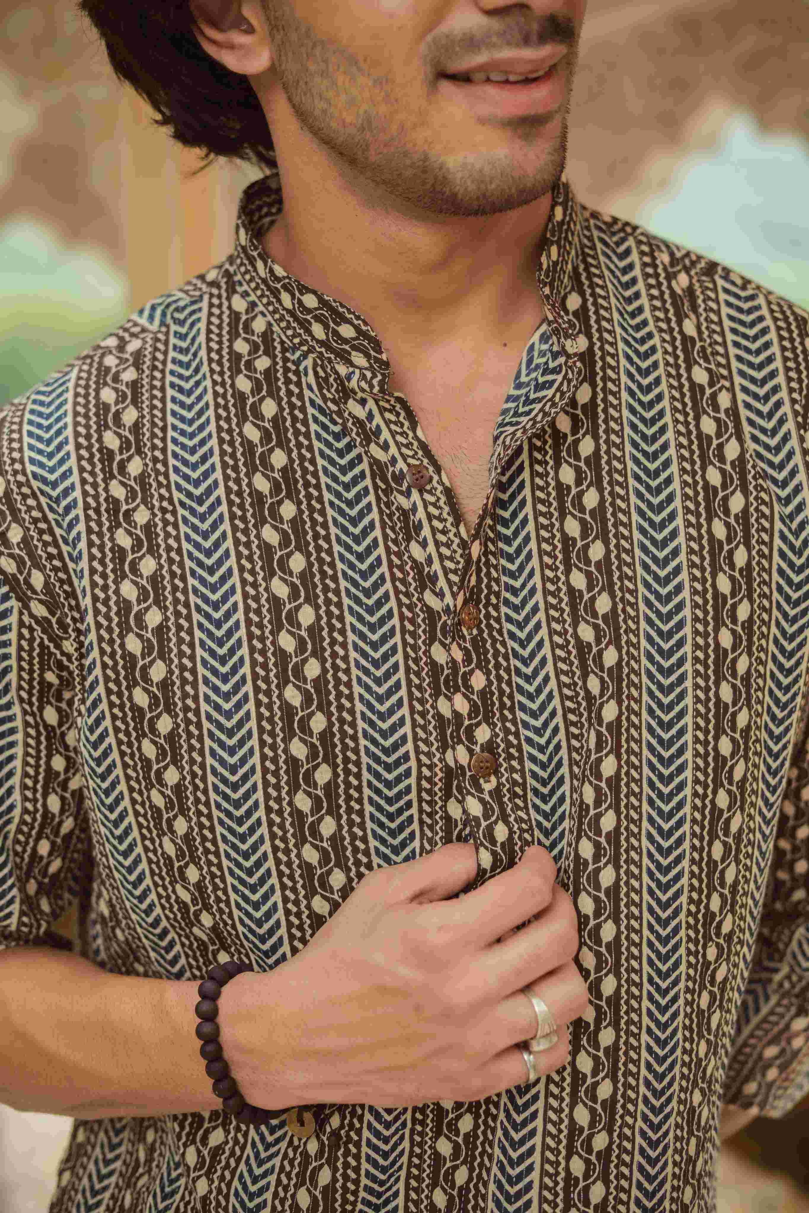 The Rustic Chevron Print Long Kurta