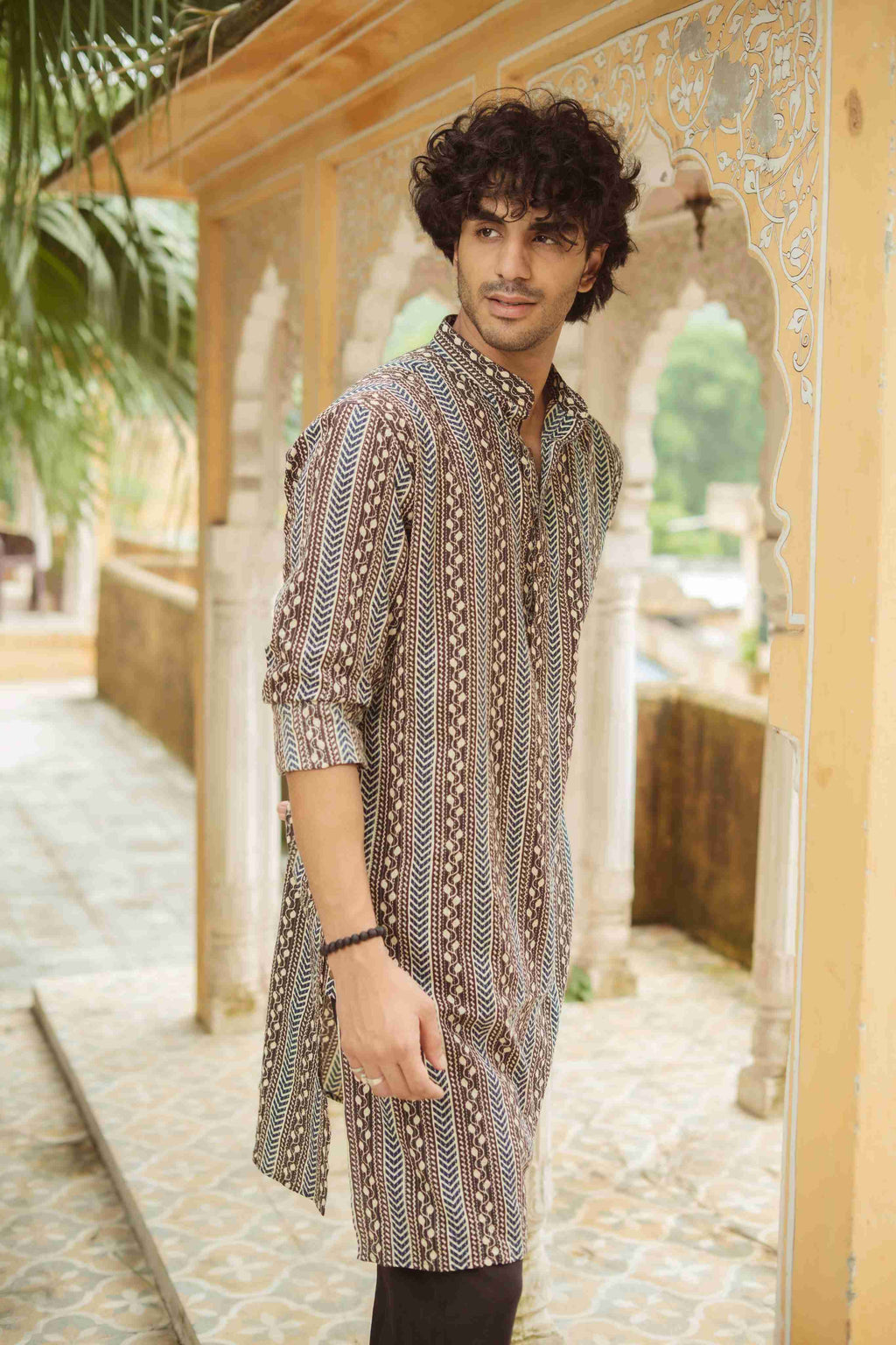 The Rustic Chevron Print Long Kurta