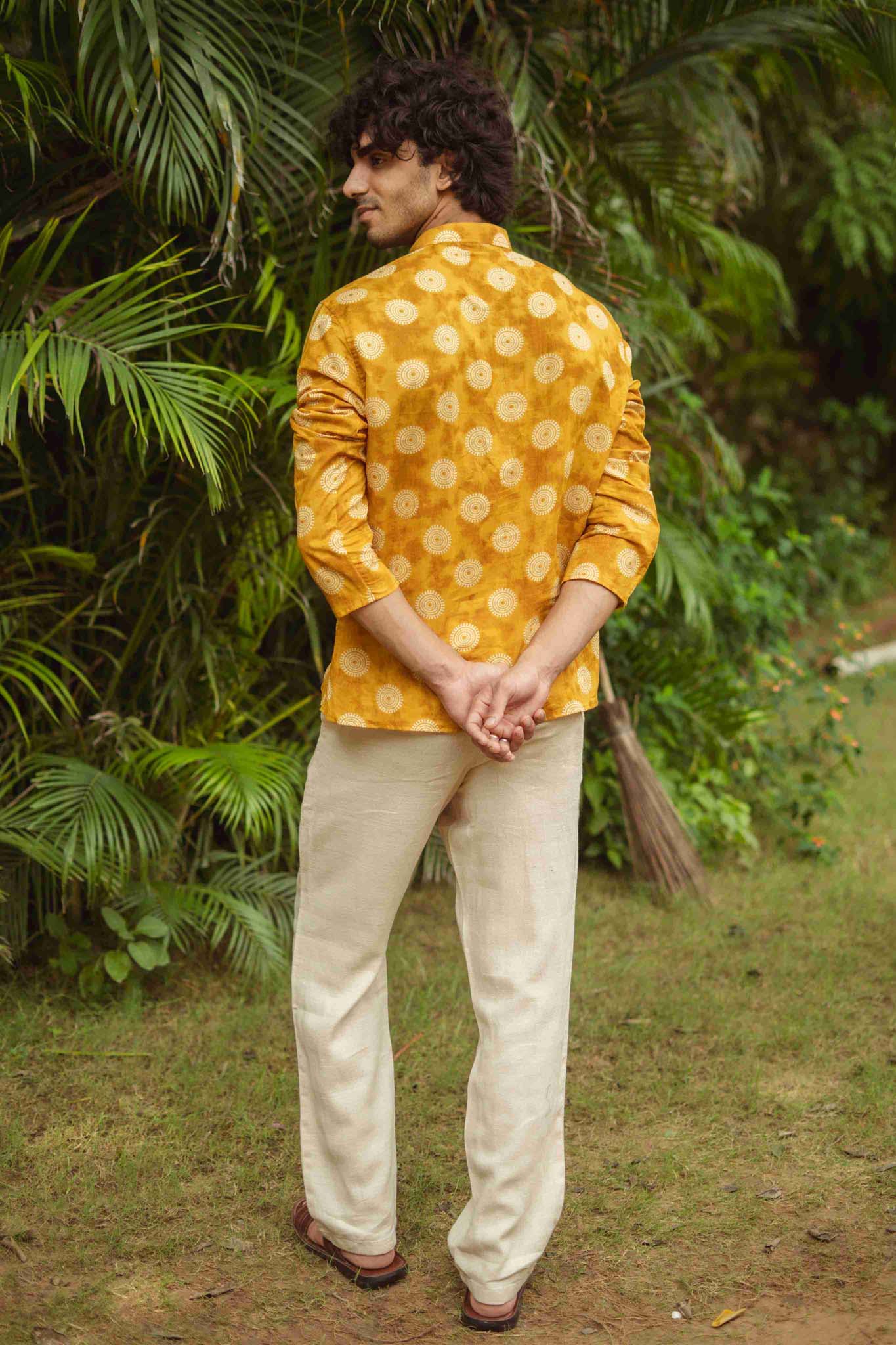 The Mustard Yellow Mandala Print Short Kurta
