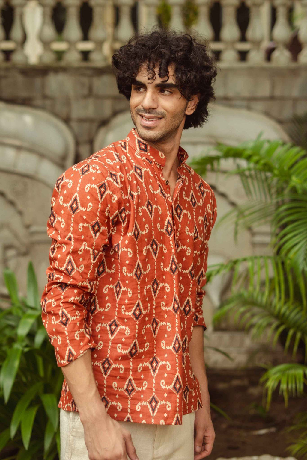 The All Over Ikat Print Short Kurta