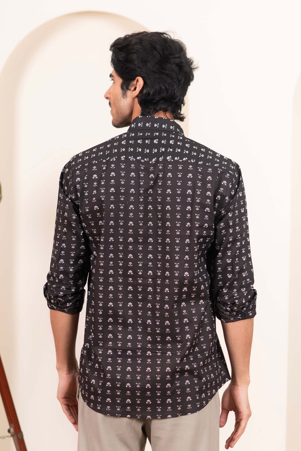 The Black White Floral Butti Shirt