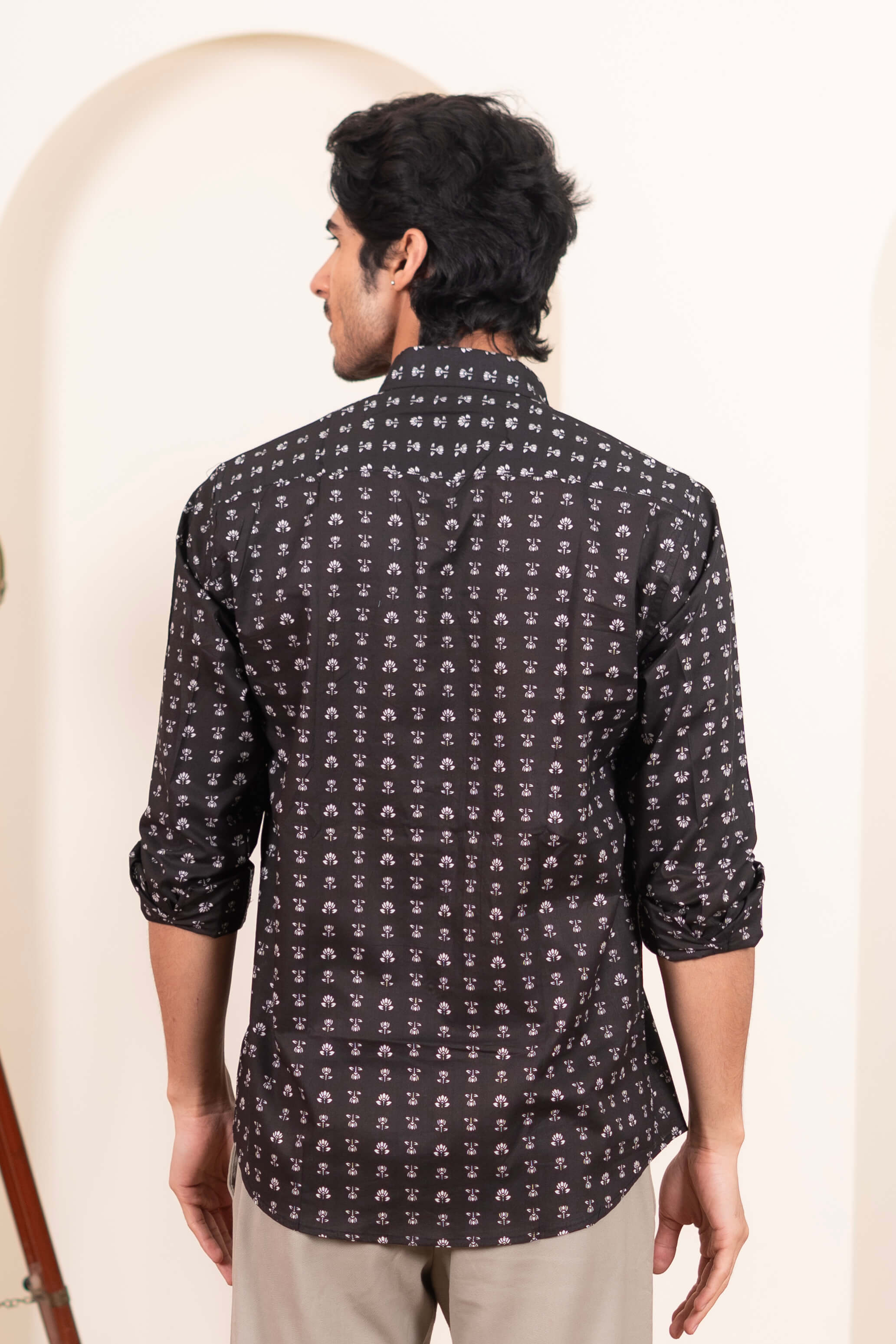 The Black White Floral Butti Shirt