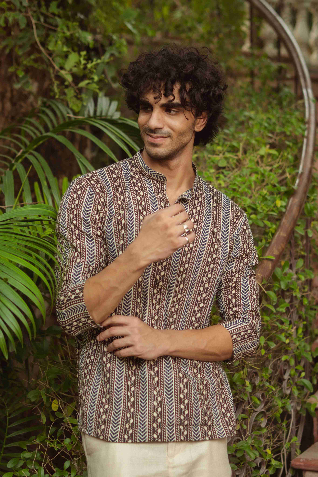 The Rustic Chevron Print Short Kurta