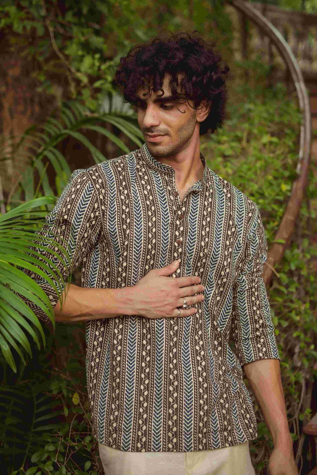 The Rustic Chevron Print Short Kurta