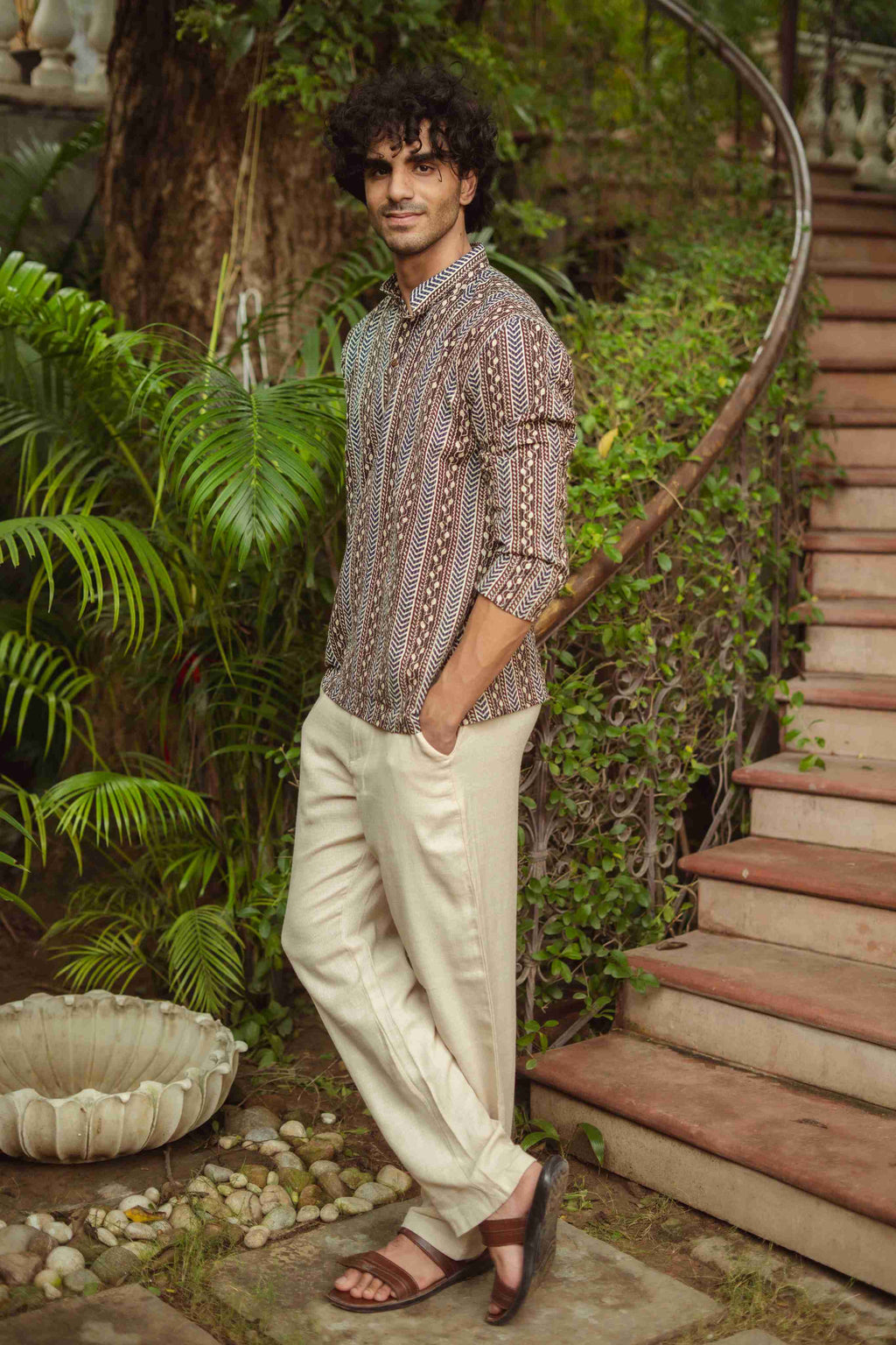 The Rustic Chevron Print Short Kurta