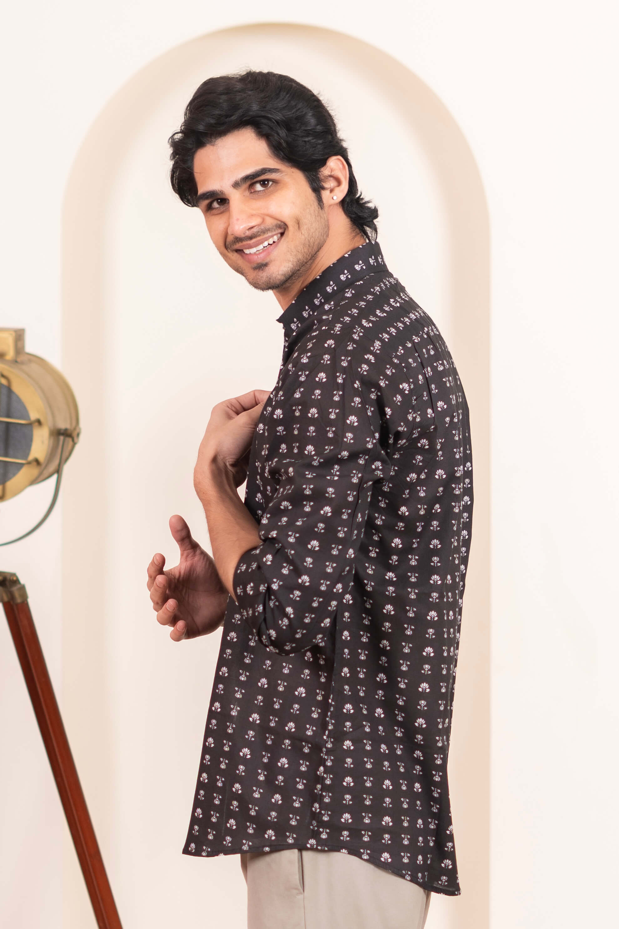 The Black White Floral Butti Shirt