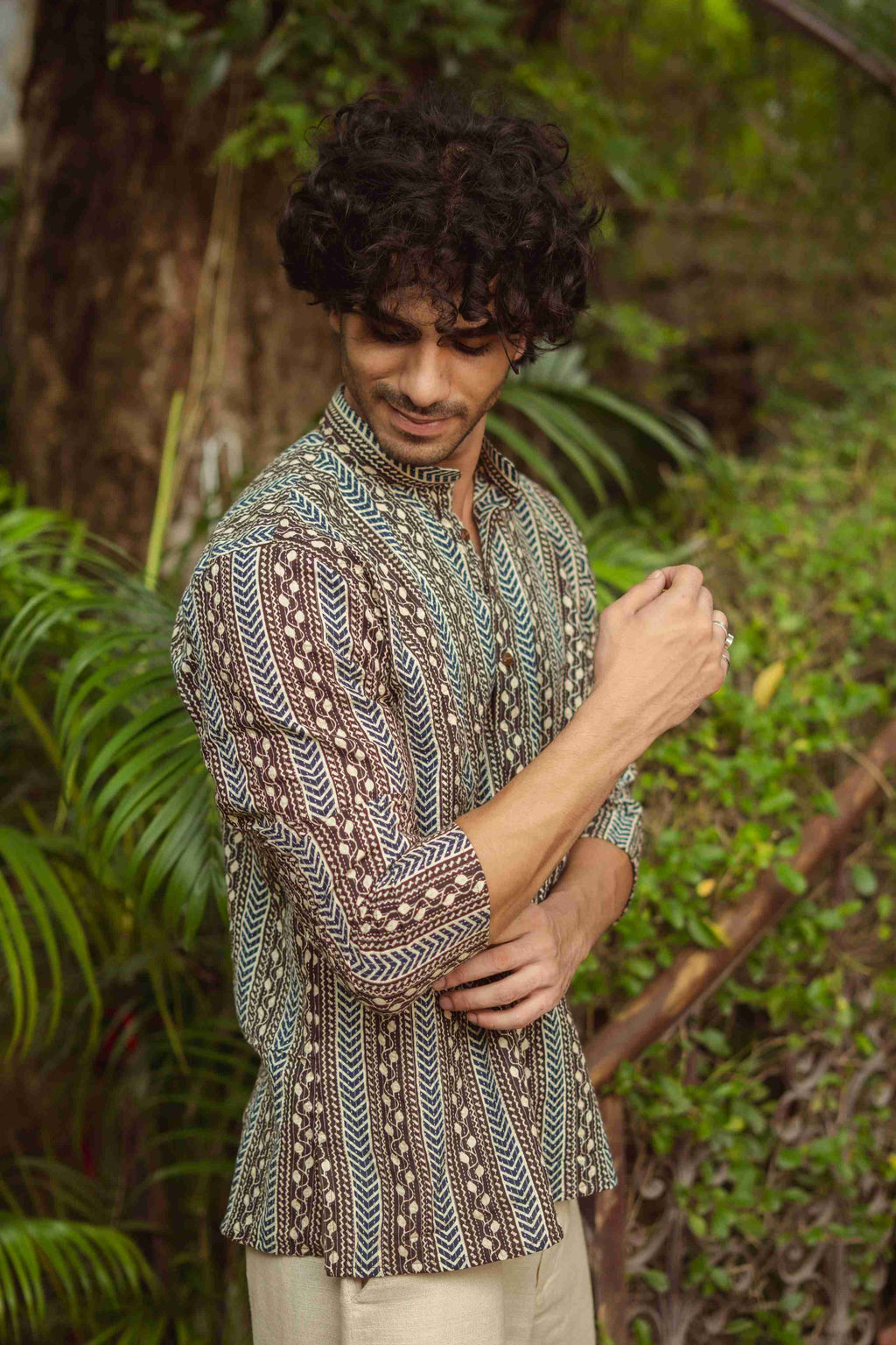 The Rustic Chevron Print Short Kurta