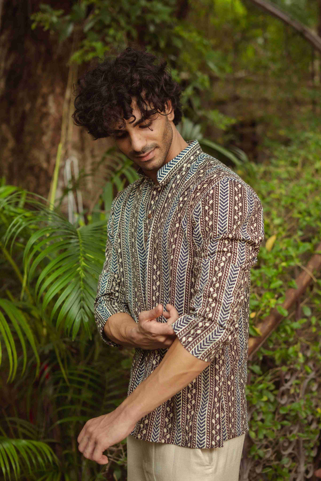 The Rustic Chevron Print Short Kurta