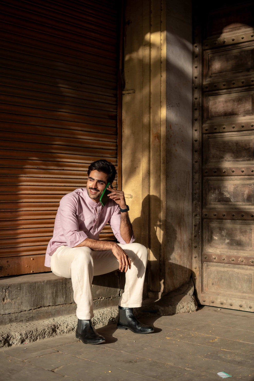 The Blush Rose Linen Look Short Kurta