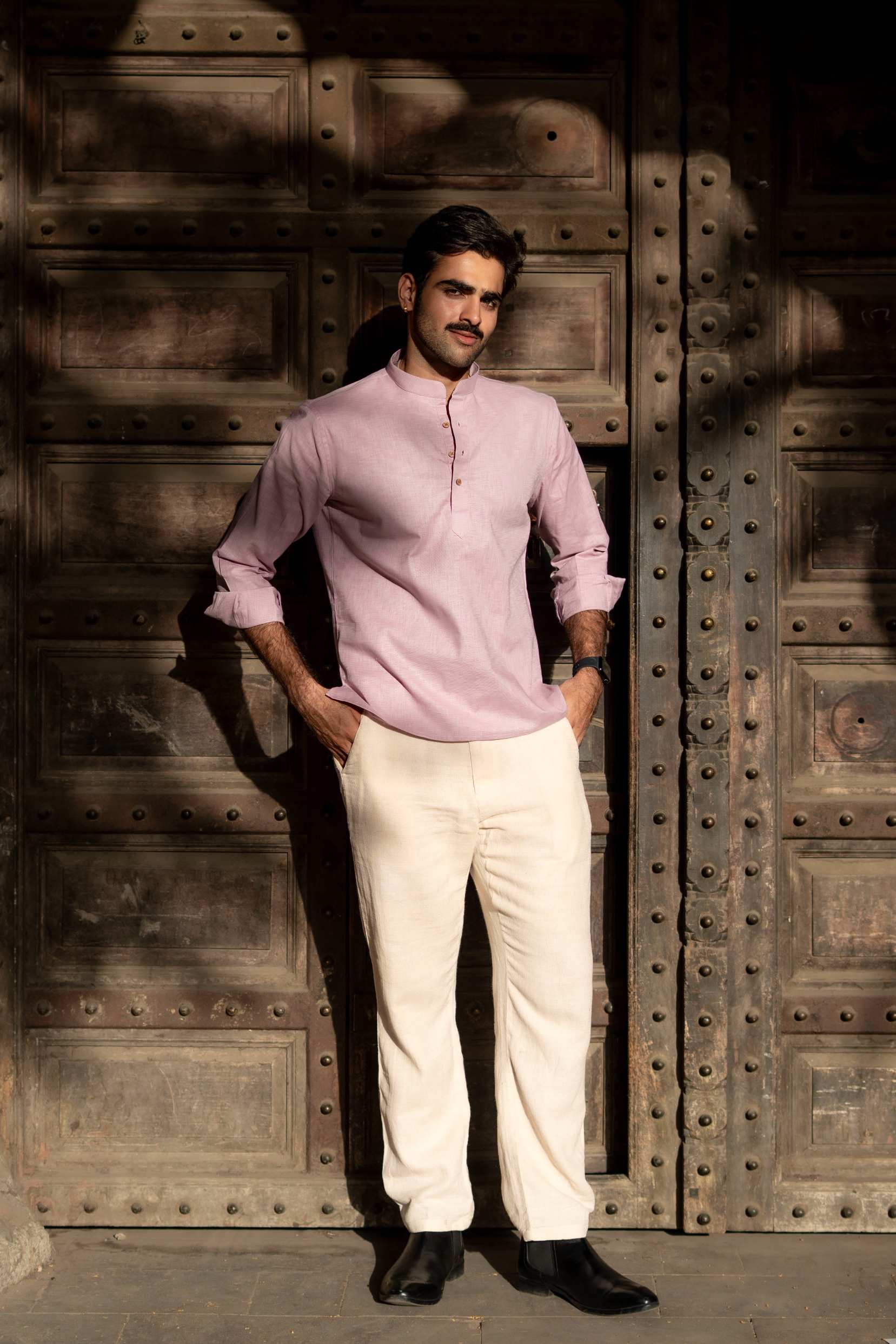 The Blush Rose Linen Look Short Kurta