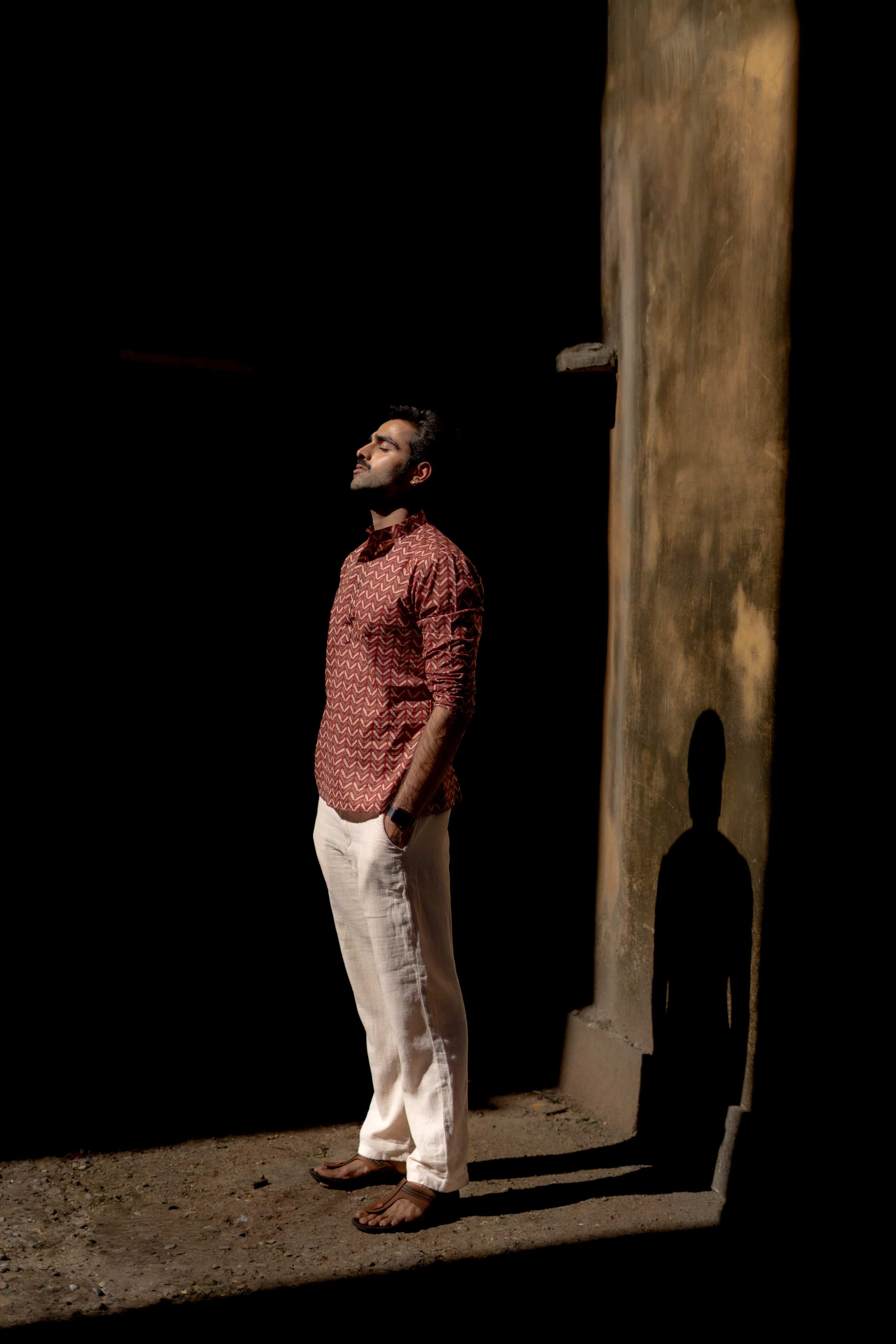 The Rust Red Tribal Chevron Short Kurta