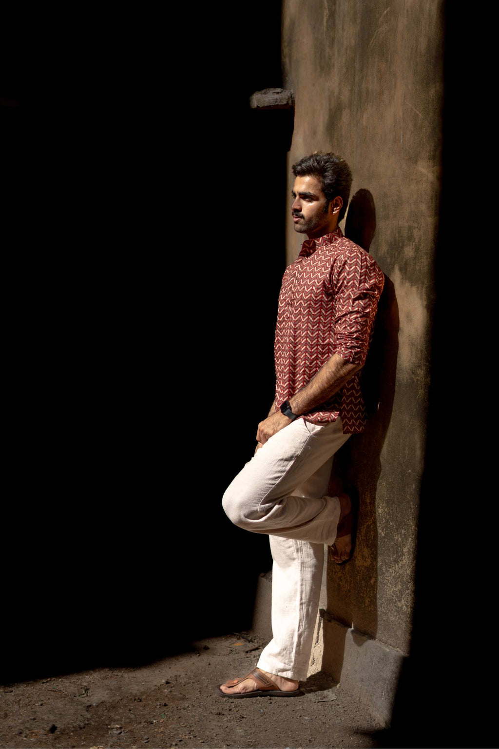 The Rust Red Tribal Chevron Short Kurta
