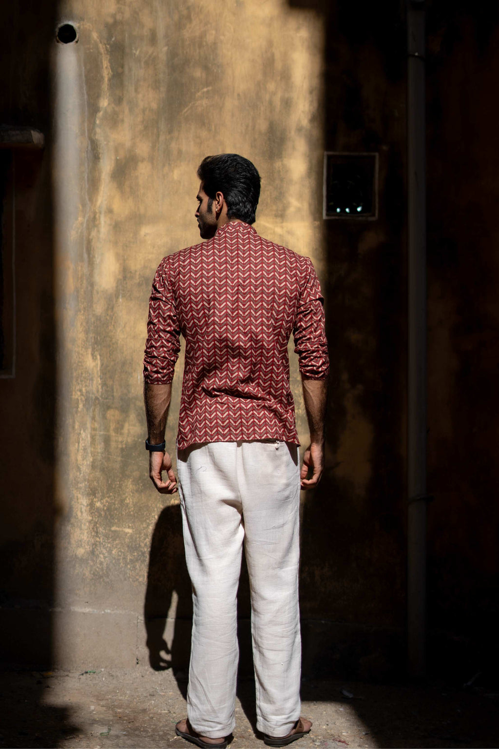 The Rust Red Tribal Chevron Short Kurta