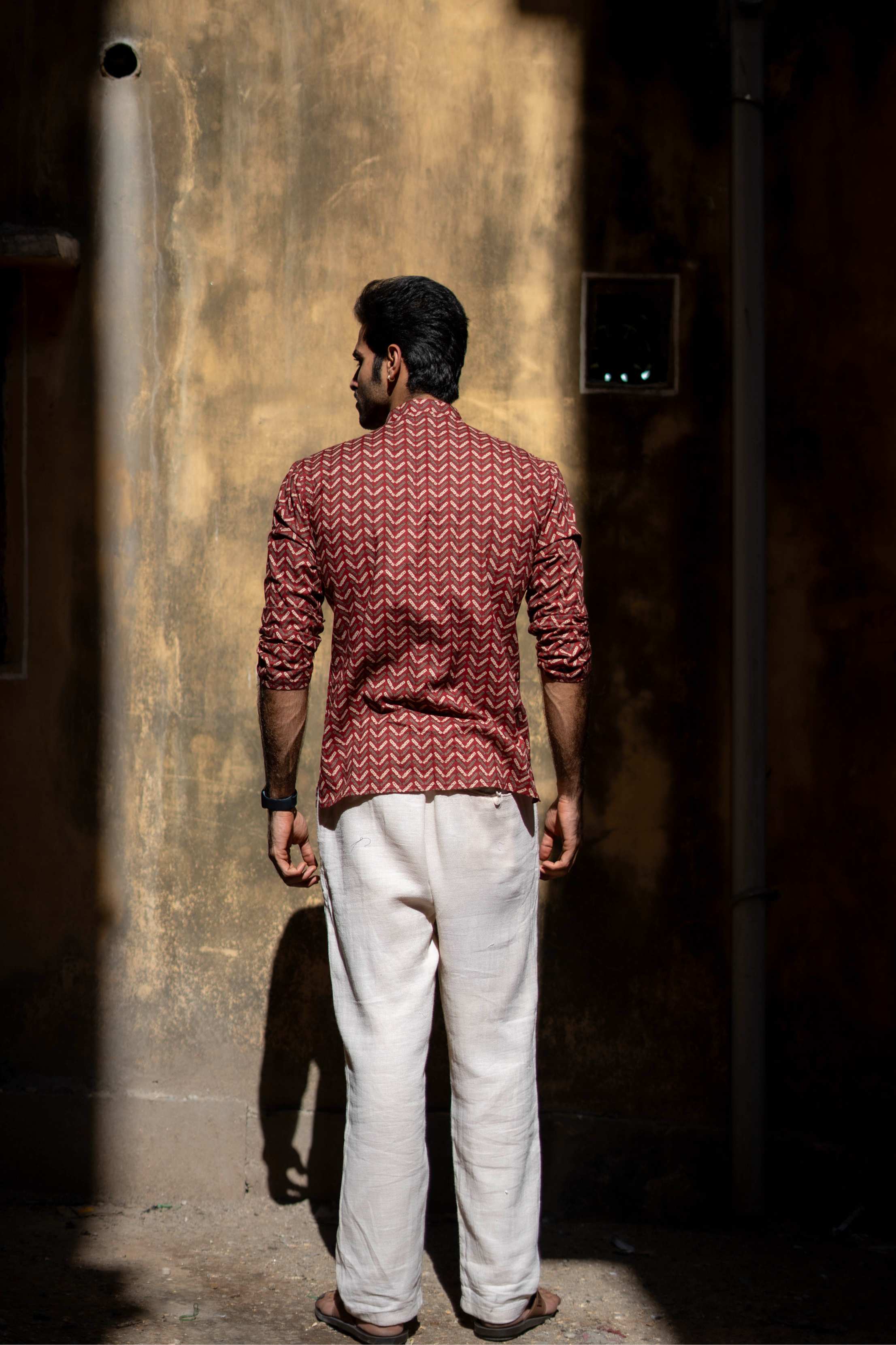 The Rust Red Tribal Chevron Short Kurta