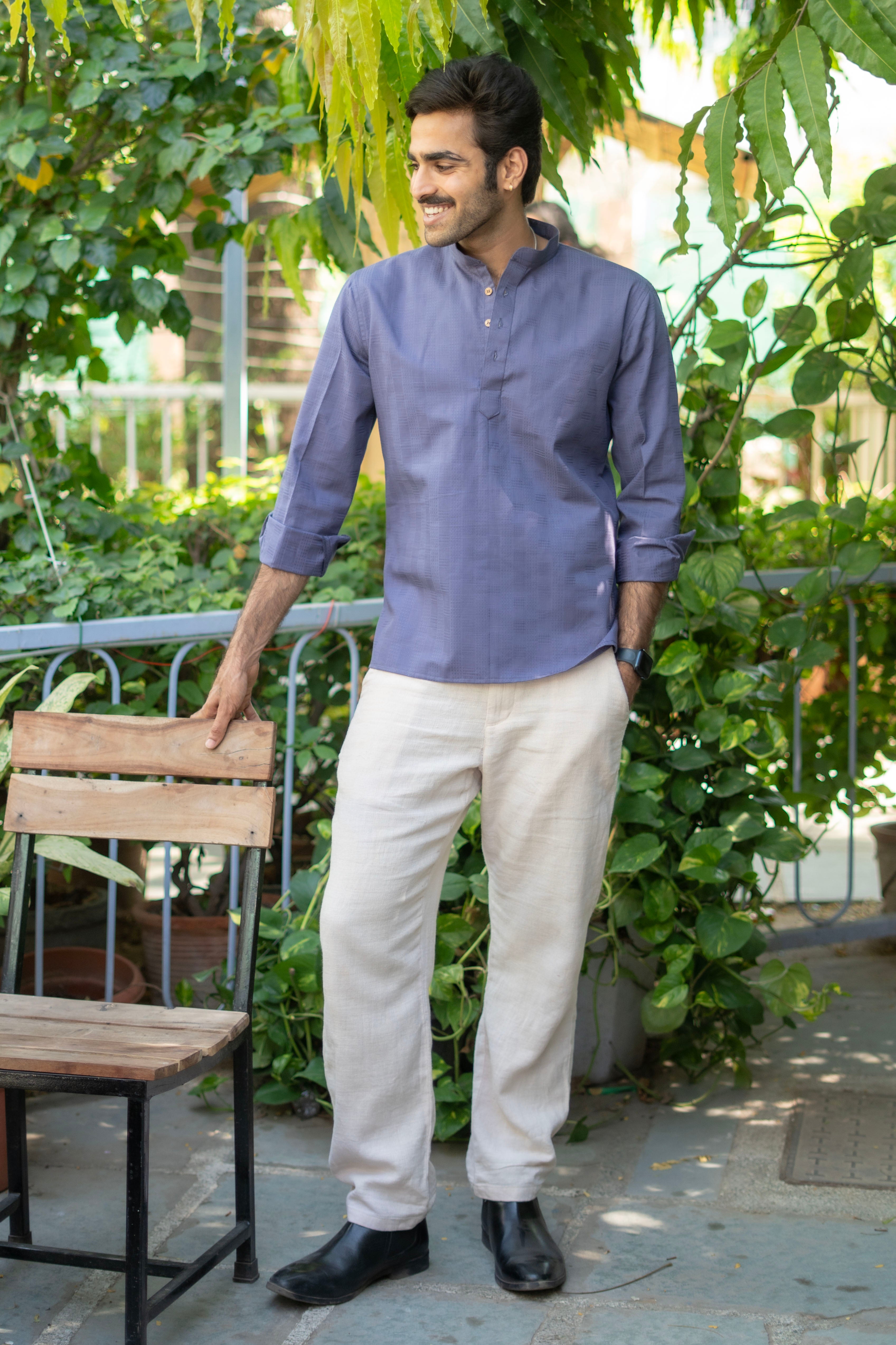The Dusty Lavender Short Kurta with Self Work