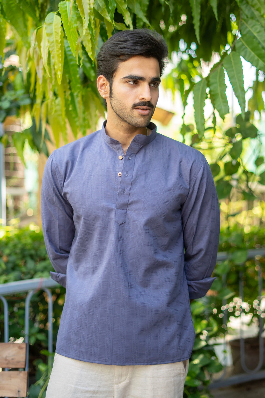 The Dusty Lavender Short Kurta with Self Work