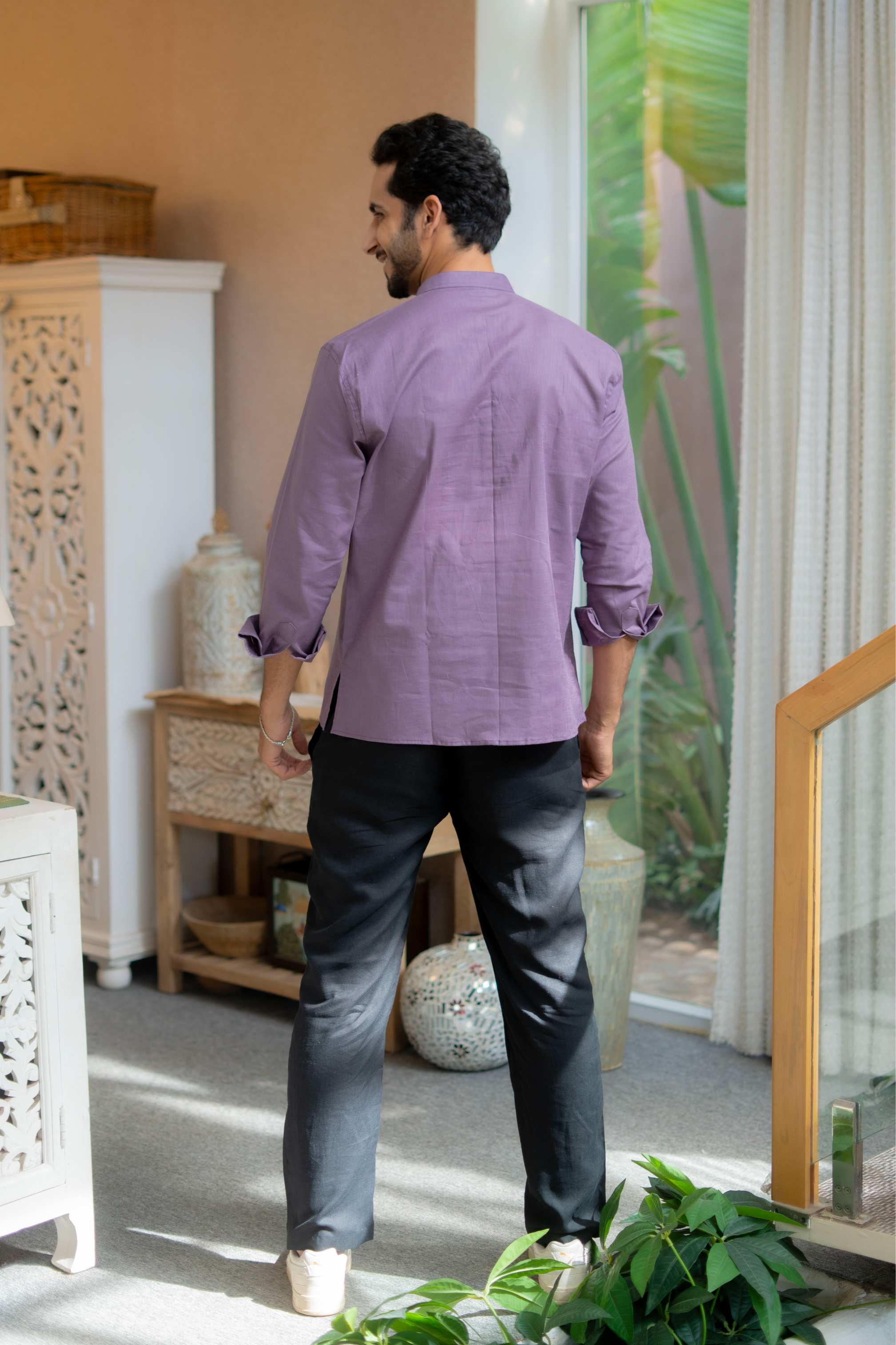 The Rich Purple Linen Look Short Kurta