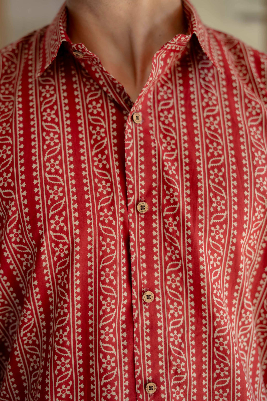 The Rust Red Tribal Stripe Full Sleeves Shirt