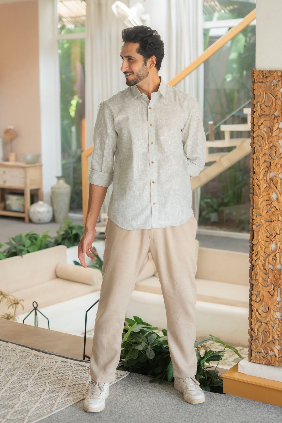 The Sage Green Yarn Dyed Full Sleeves Shirt
