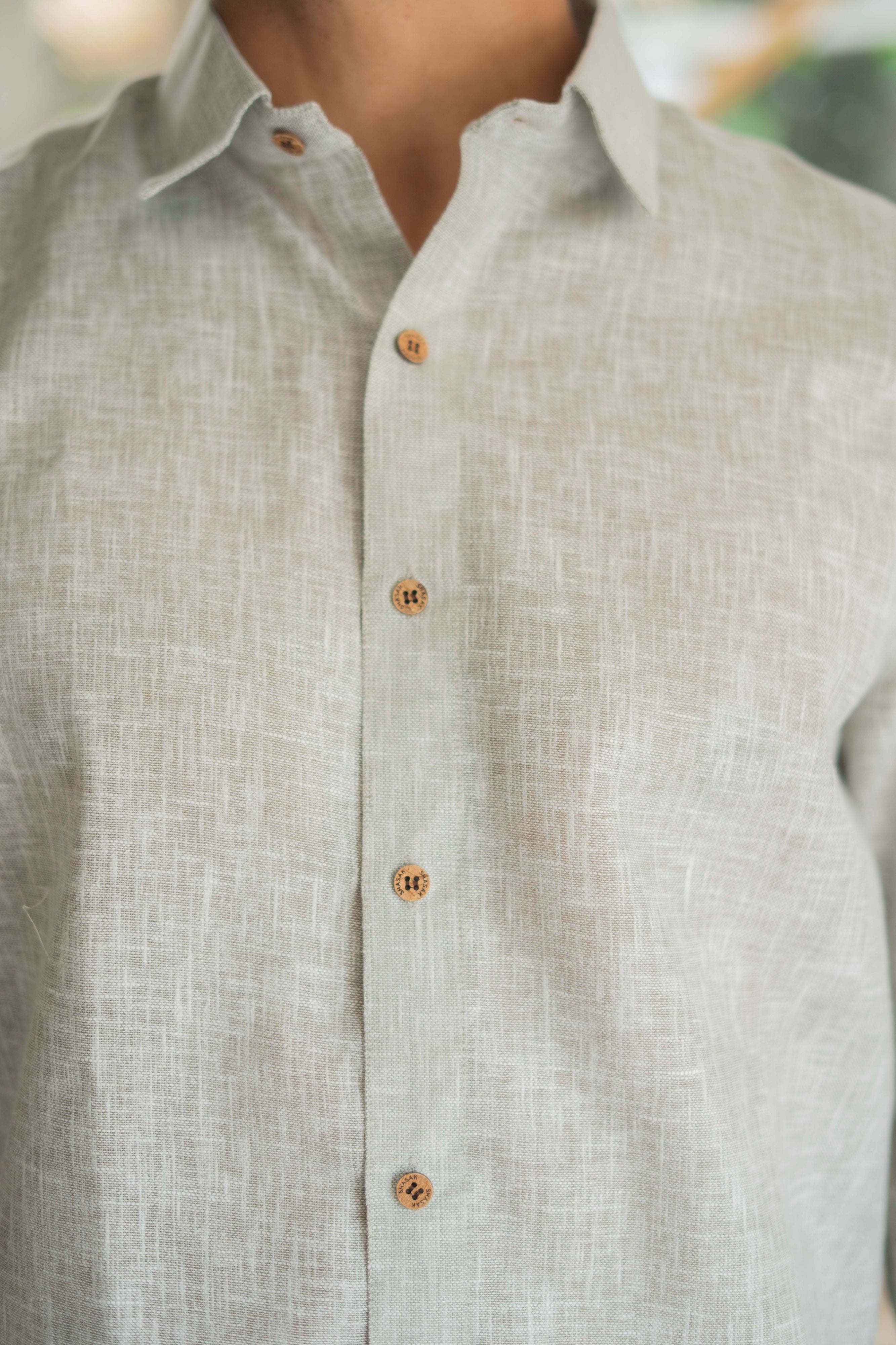 The Sage Green Yarn Dyed Full Sleeves Shirt