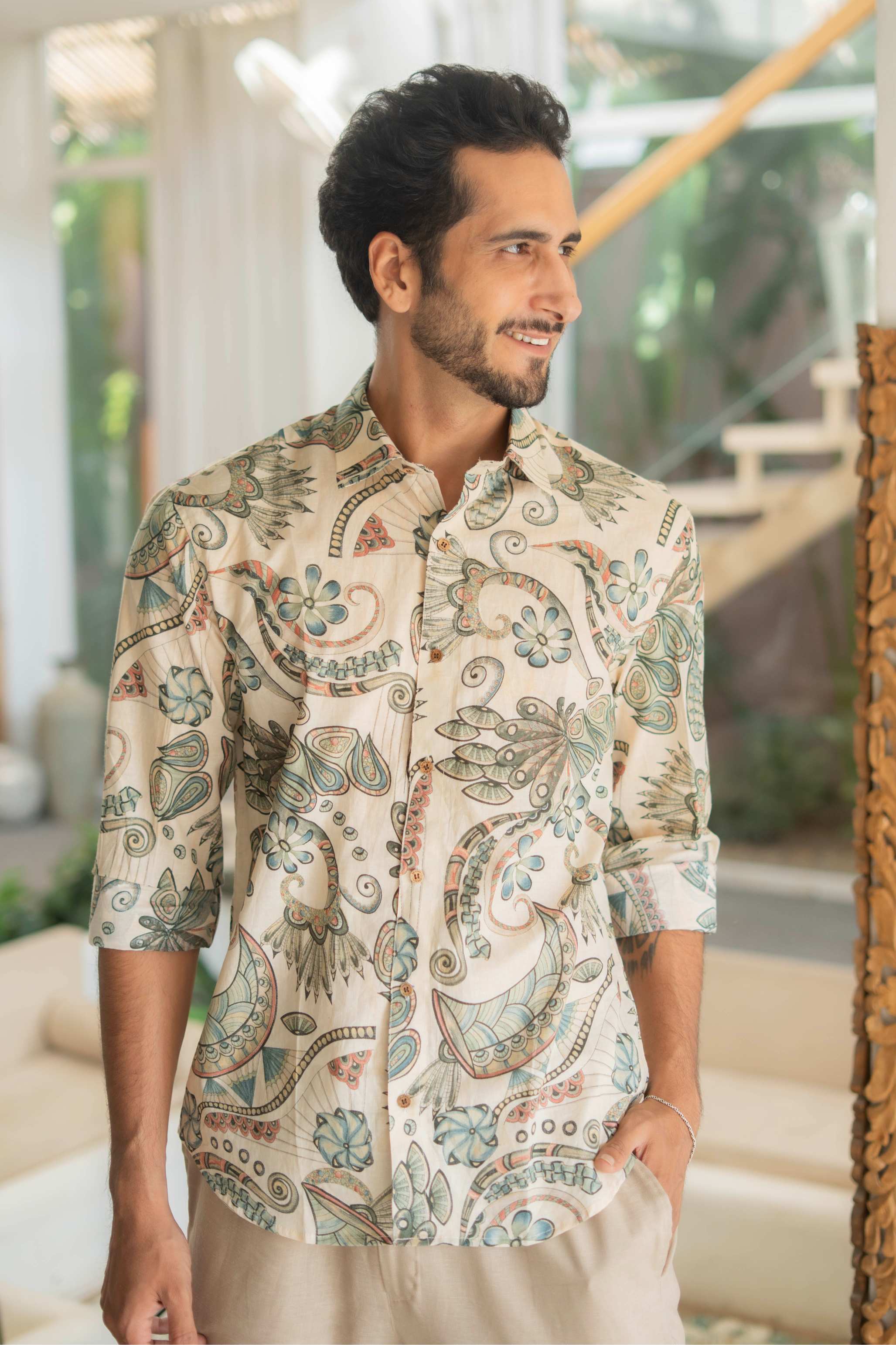 The Ivory Artistic Paisley Full Sleeves Shirt