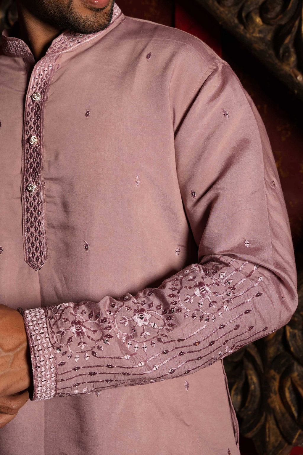 The Mauve Mirror Blossom Long Kurta