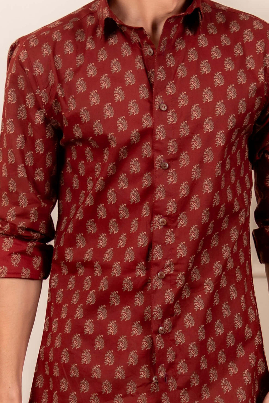 The Autumn Red Butti Print Shirt