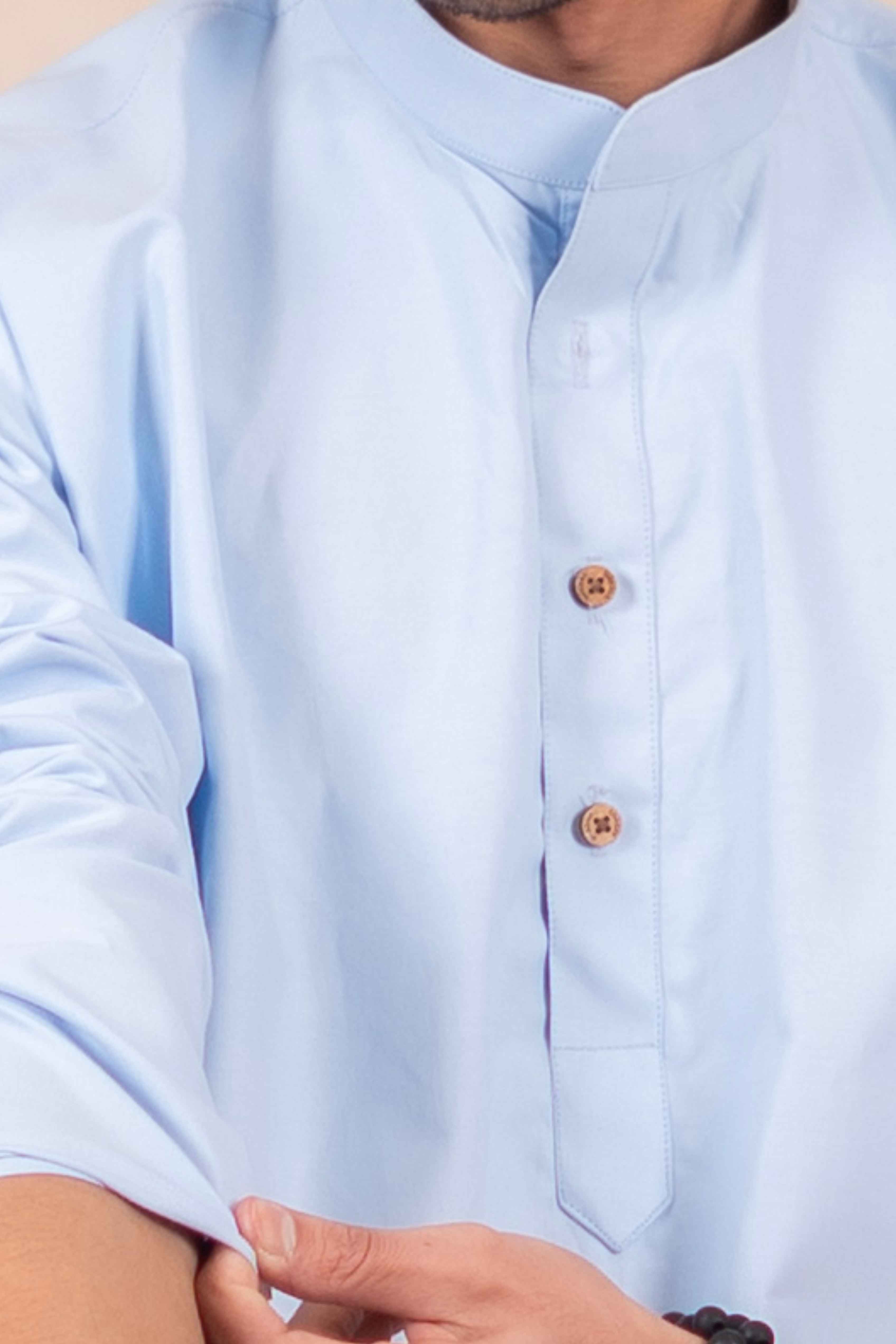 The Light Blue Oxford Long Kurta for Men