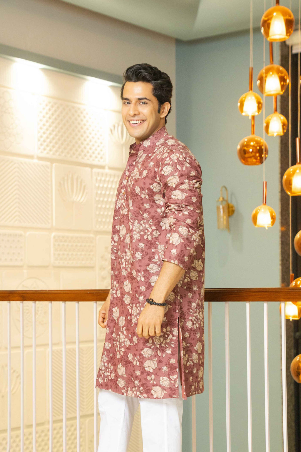 Maroon Blossom Floral Print Long Kurta