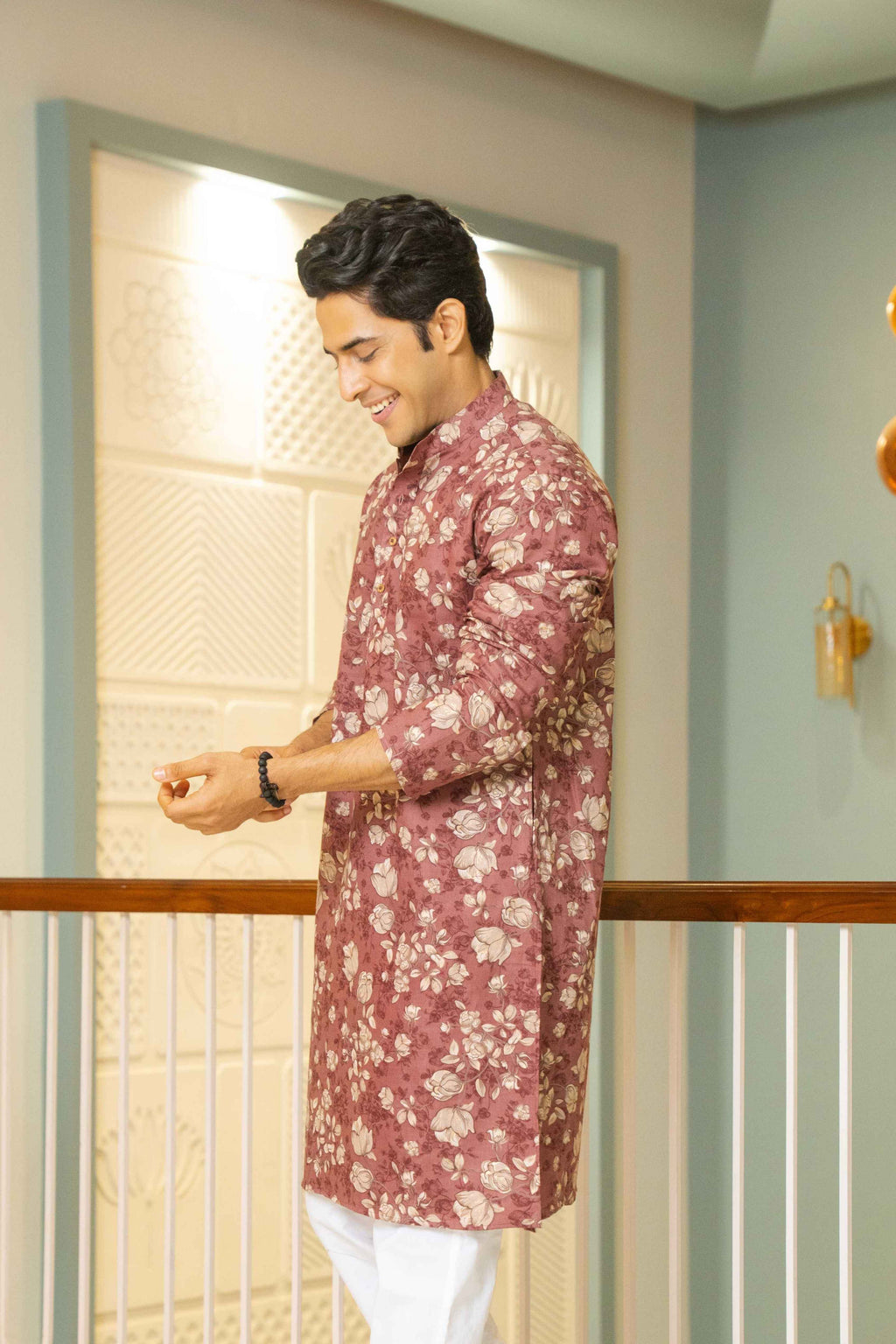 Maroon Blossom Floral Print Long Kurta