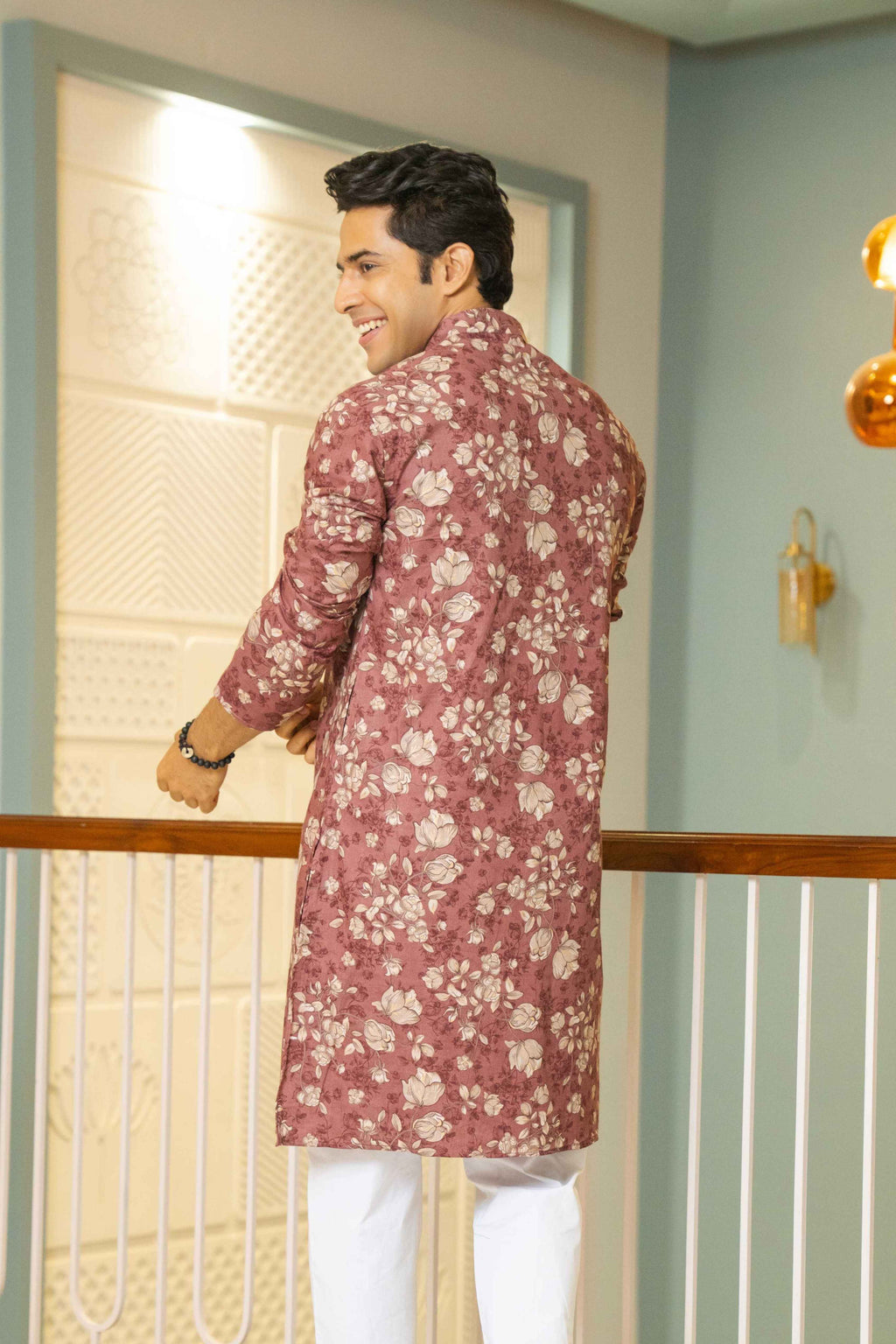 Maroon Blossom Floral Print Long Kurta