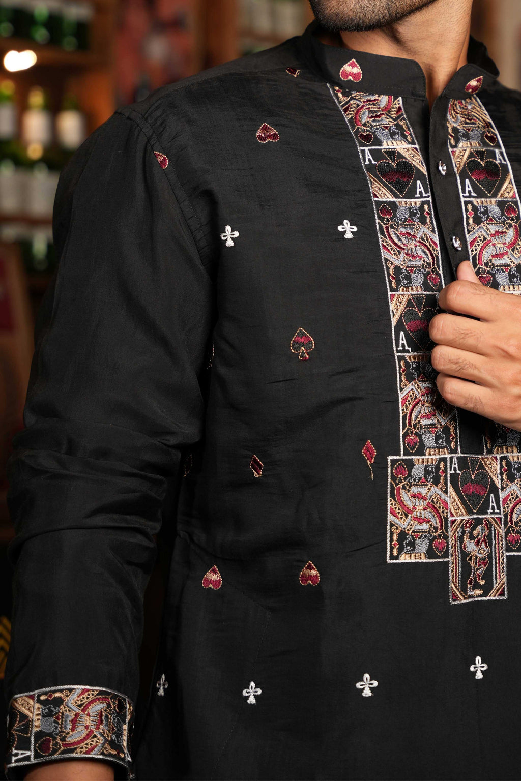 The Black Ace Embroidery Long Kurta