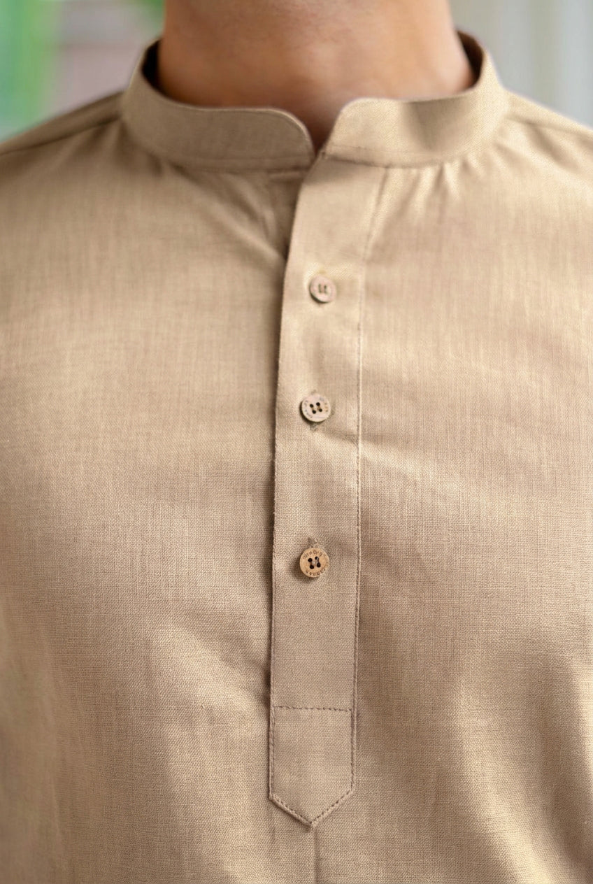 The Soft Sand Linen Look Short Kurta