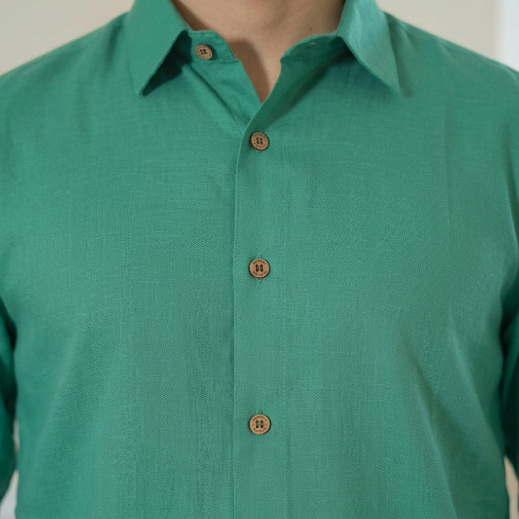 The Pine Green Everyday Linen Full Sleeves Shirt