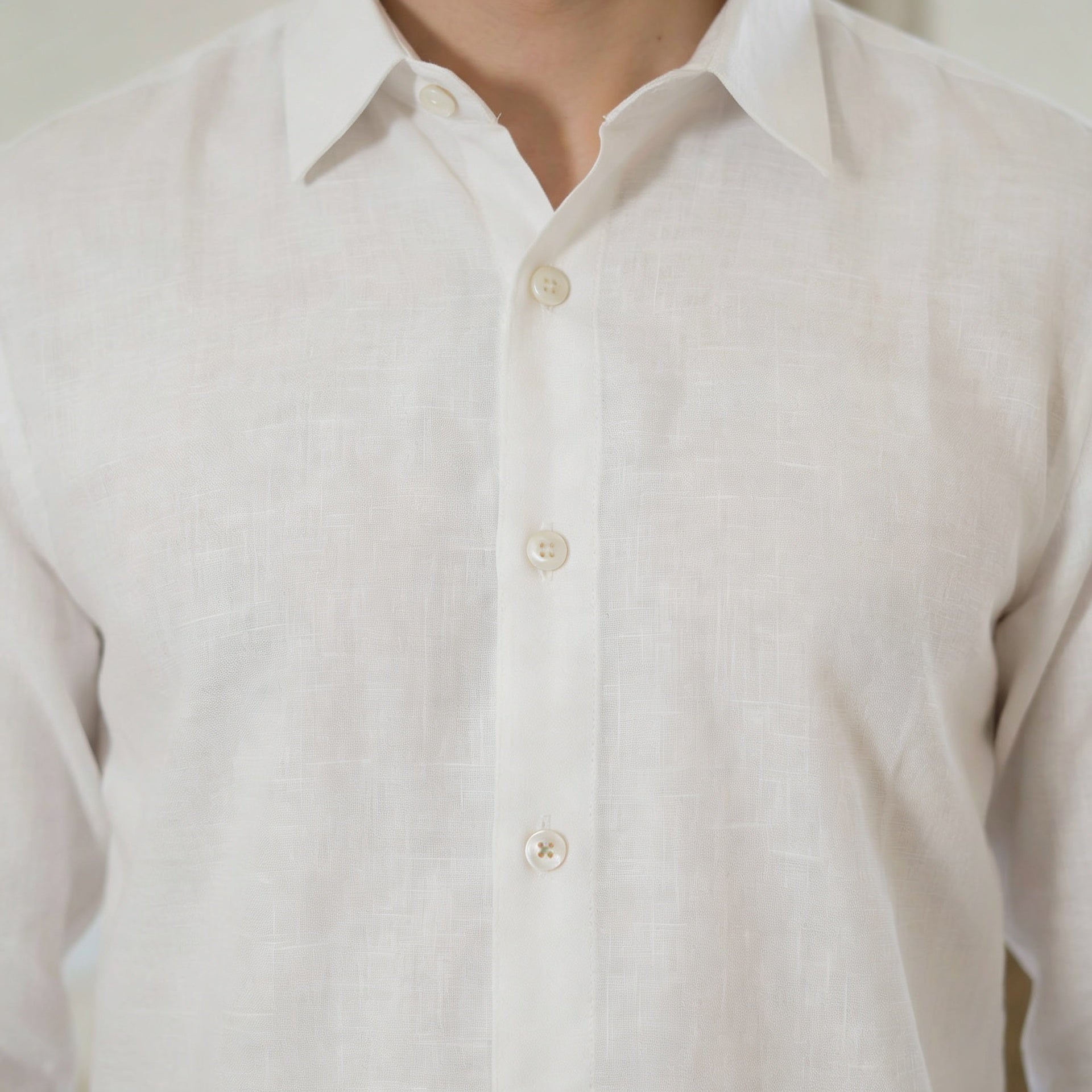 The White Everyday Linen Full Sleeves Shirt